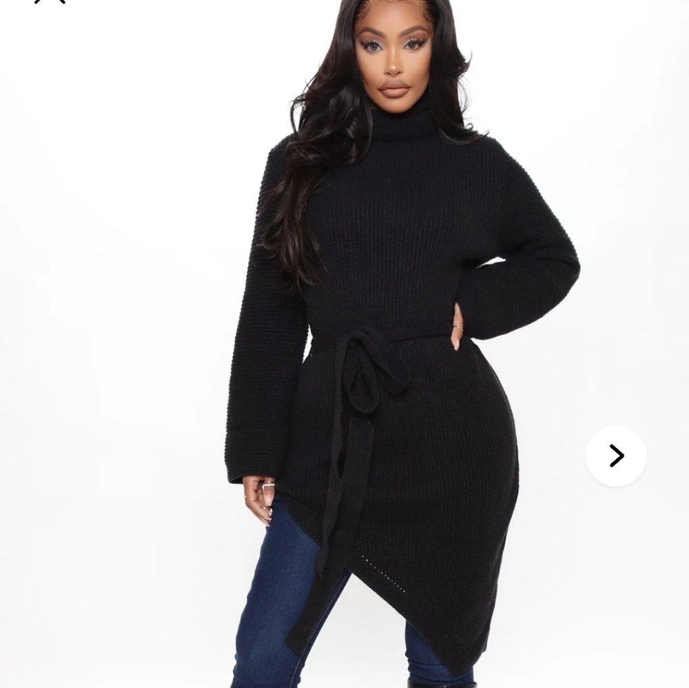 Fashion Nova Wrap Star Women's Black Asymmetrical Sweater Size 1X